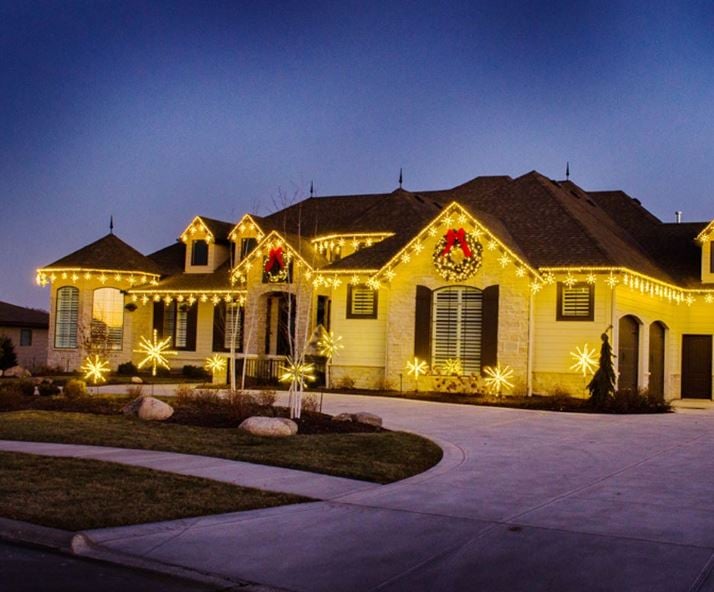 House with beautiful holiday light display