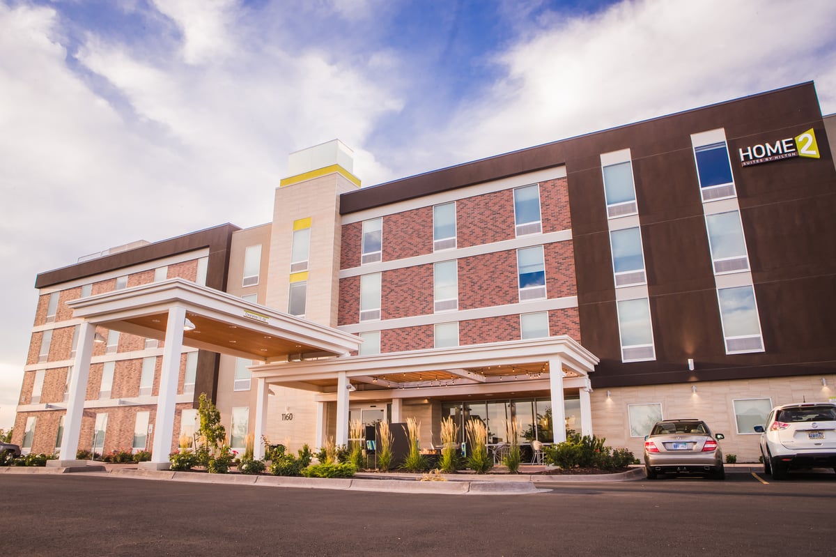 landscaping in front of hotel