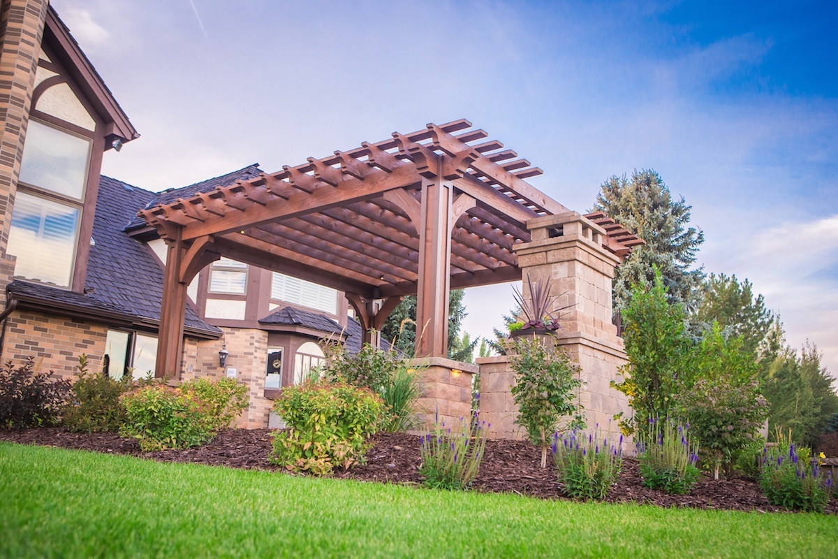 Pergola in backyard in Idaho Falls