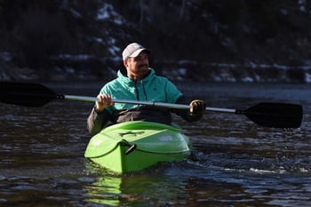 Kirk Jeppsesen in boat