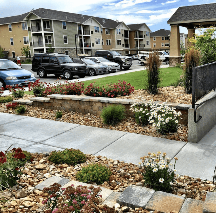 Landscaping at apartment complex