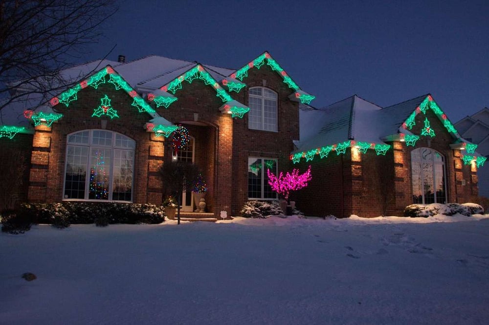 House with pretty Christmas lights in Idaho FAlls