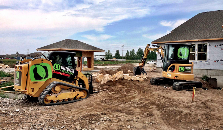 excavators renovating landscape
