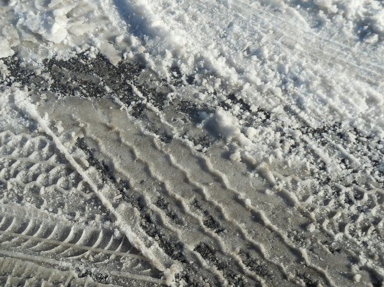 tire tracks in ice