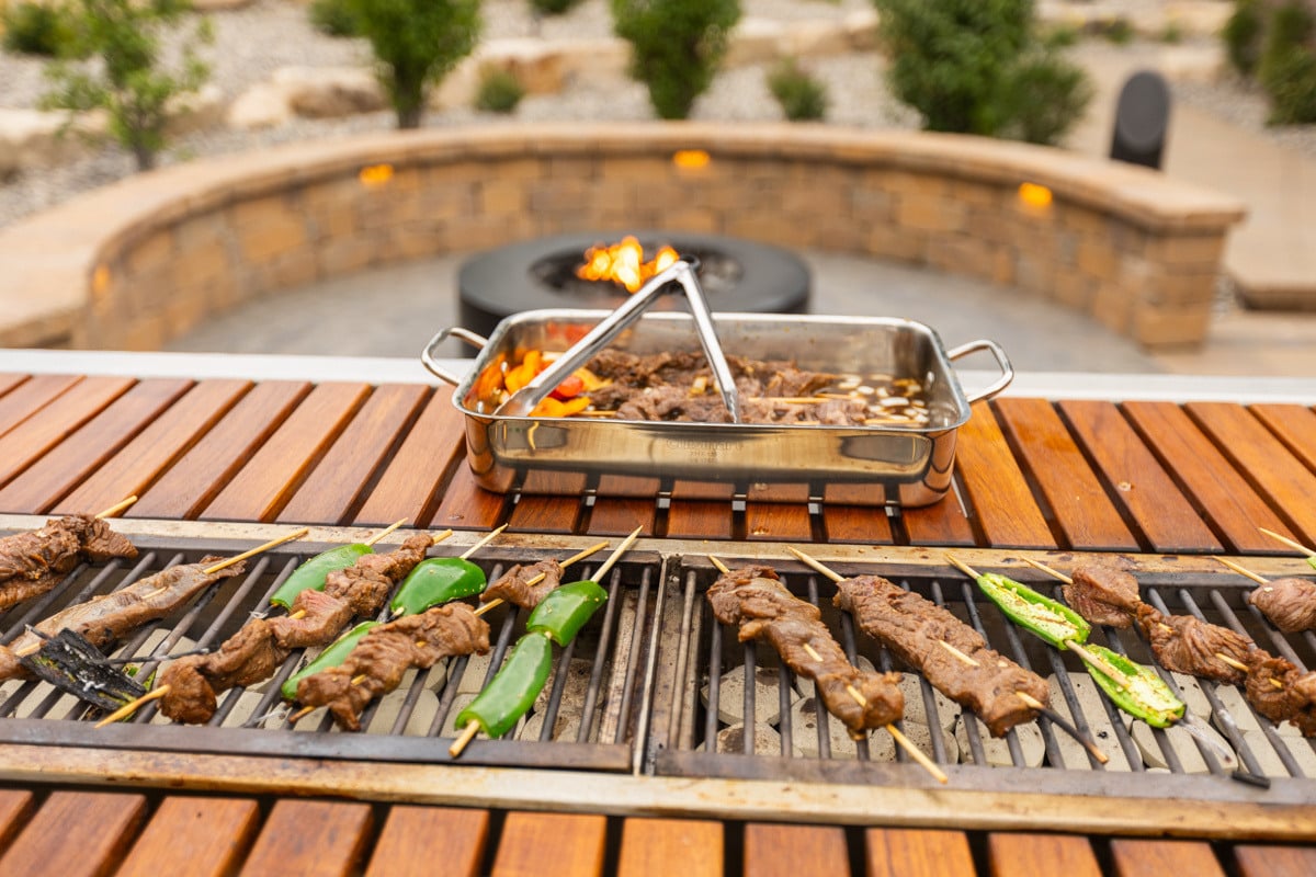 grill firepit table outdoor kitchen food cooking 2