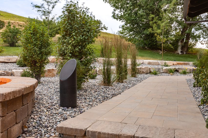 pathway lighting plants speaker gravel pavers