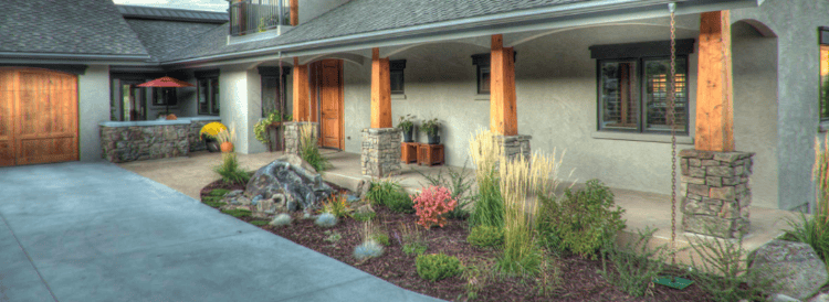 Sustainable landscape with plants and mulch