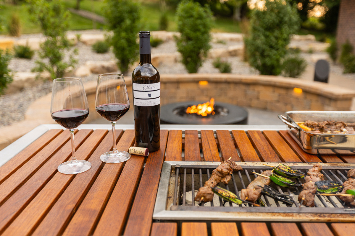 custom outdoor kitchen as part of a patio and landscape in an idaho falls backyard