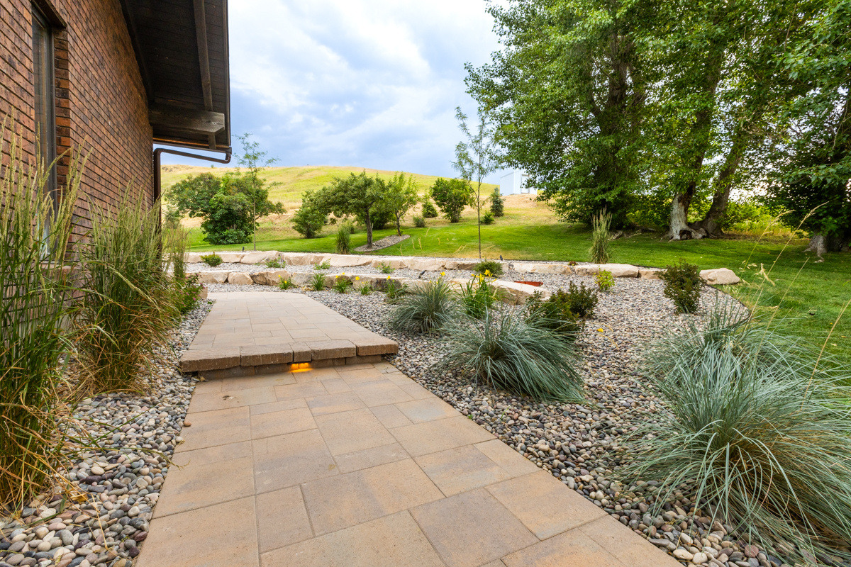 nice paver walkway outside an idaho falls home
