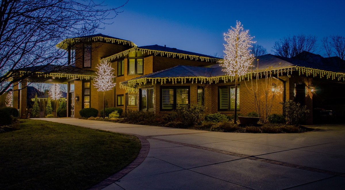 holiday lighting on a home in idaho falls